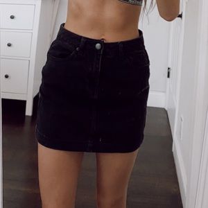 Black denim skirt